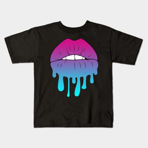 Vaporwave Dripping Lips Teeth Kids T-Shirt by aaallsmiles